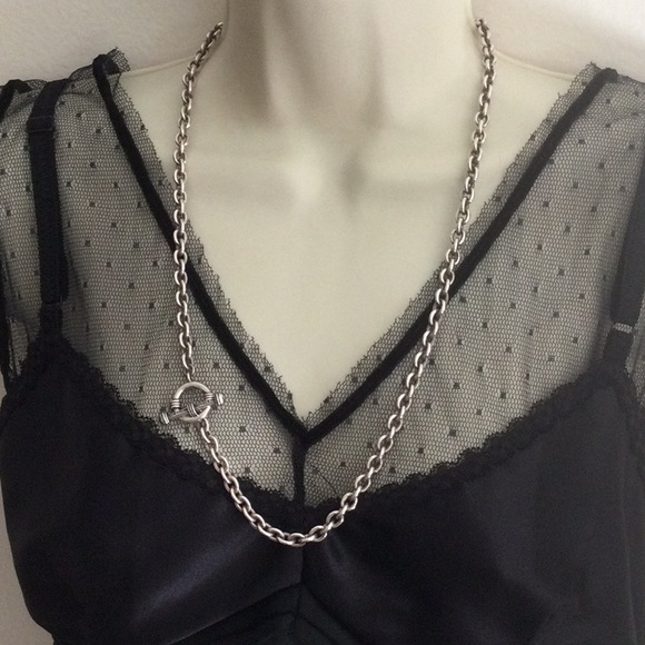 Chevron Royale Sterling Silver Toggle Chain Necklace